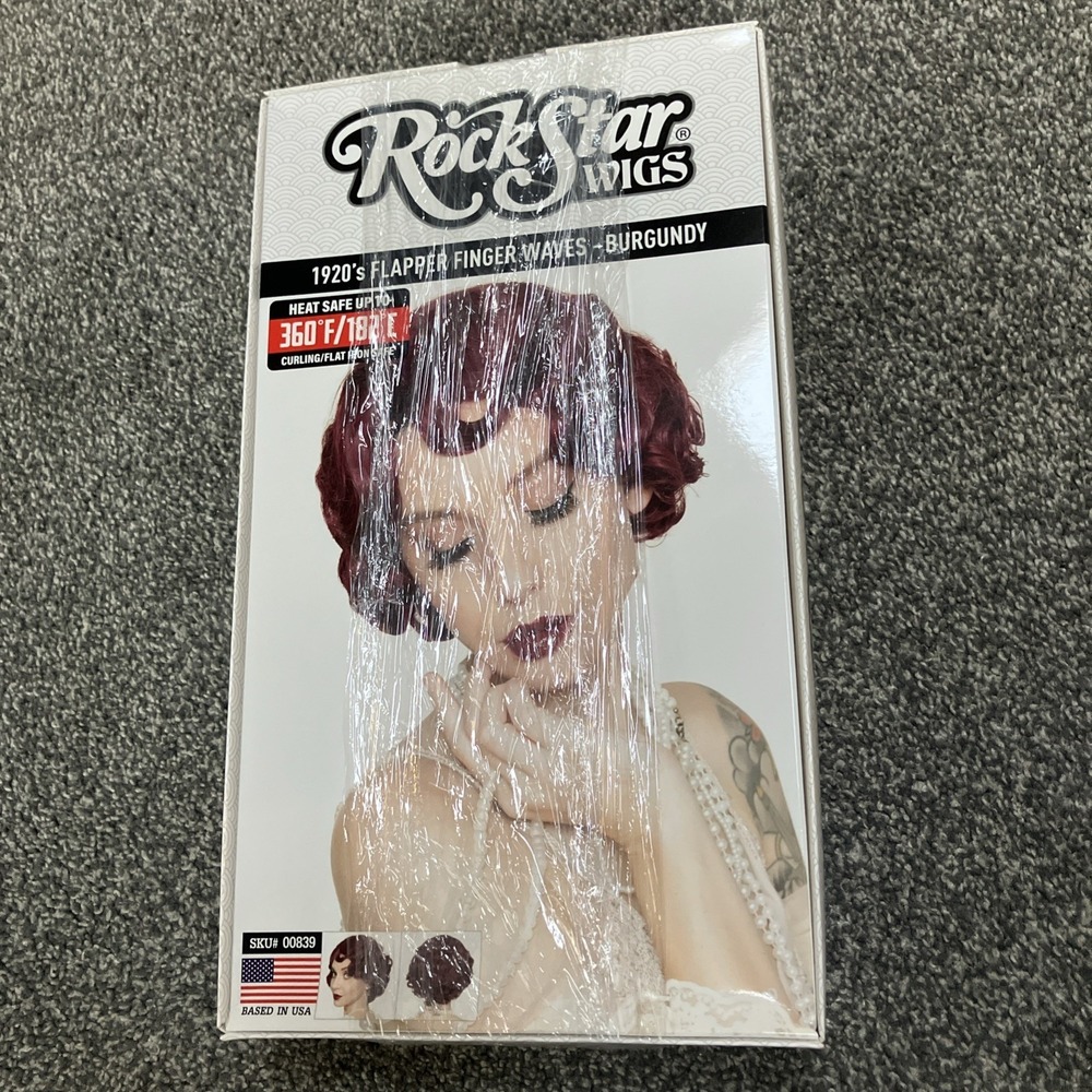 Rock Star Wigs 1920s Flapper Finger Waves Burgundy Red One Size Halloween Womens